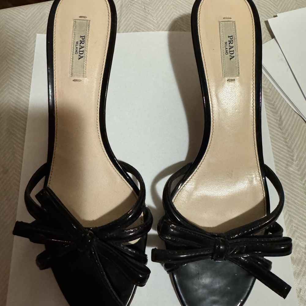 Prada Black Classic Heels with Bow Detail